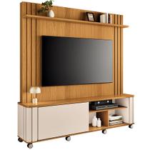 Estante Painel Para TV 70 Pol Com Rodízios Linus B01 Cinamomo Off White - Lyam Decor
