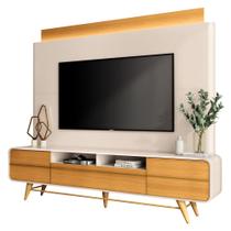 Estante Painel Para TV 85 Pol 220cm Nobre Off White/Cinamomo - HB Móveis Estante Painel Para TV 85 Pol 220cm Nobre Off White/Cinamomo - HB Móveis