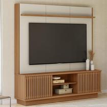 Estante Painel Tv 75 Pol 180cm Ripado Hailey Canela/Off L06 - Mpozenato Estante Painel Tv 75 Pol 180cm Ripado Hailey Canela/Off L06 - Mpozenato