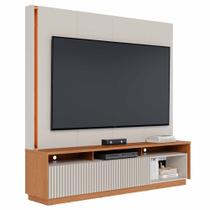 Estante Painel TV 75 Pol Com LED 200cm Mafra Freijó/Off White C05 - Mpozenato