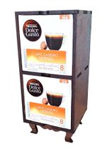Estante para 2 Nichos de Caixas de Cápsulas de Café DOLCE GUSTO - Suporte para 10 Cápsulas - Cor IPÊ