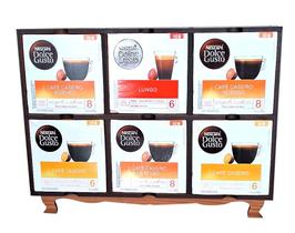 Estante para 6 Nichos de Caixas de Cápsulas de Café DOLCE GUSTO - Suporte para 10 Cápsulas - Cor IMBUIA