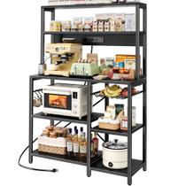 Estante para cozinha SUPERJARE 90 cm com bar de café e tomada elétrica Estante para cozinha SUPERJARE 90 cm com bar de café e tomada elétrica