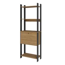 Estante para Livros 1 Porta 5 Prateleiras Estilo Industrial Lâmina Mel/Preto - BRV Móveis Estante para Livros 1 Porta 5 Prateleiras Estilo Industrial Lâmina Mel/Preto - BRV Móveis