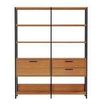 Estante para Livros 2 Gavetas 1 Porta Industrial Freijó/Preto - Dalla Costa