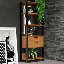 Estante para Livros 2 Gavetas 100% Mdf E91 Freijó/Preto Fosco - Dalla Costa Estante para Livros 2 Gavetas 100% Mdf E91 Freijó/Preto Fosco - Dalla Costa