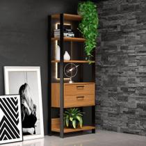 Estante para Livros 2 Gavetas Industrial E91 JPF Freijó/Preto - Dalla Costa Estante para Livros 2 Gavetas Industrial E91 JPF Freijó/Preto - Dalla Costa
