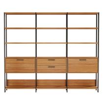 Estante para Livros 2 Portas 2 Gavetas Industrial Freijó/Preto - Dalla Costa