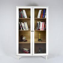 Estante Para Livros 2 Portas Vidro Ditália C/Kit Luz E-957