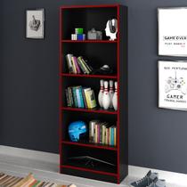 Estante Para Livros 4 Prateleiras Preto/vermelho Me4141 - Tecno Mobili