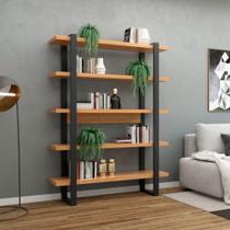 Estante Para Livros 5 Prateleiras Em Mdf Freijó/preto Fosco 135 X 29 X 175 Cm F10 Dalla Costa