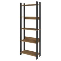 Estante para Livros 5 Prateleiras Estilo Industrial Lâmina Mel/Preto - BRV Móveis