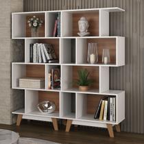 Estante para Livros 8 Nichos Branco/Nogal Cj-007 - Hecol Móveis Estante para Livros 8 Nichos Branco/Nogal Cj-007 - Hecol Móveis