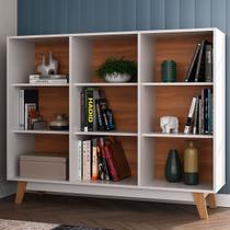 Estante para Livros 9 Nichos Branco/Nogal - Hecol Móveis Estante para Livros 9 Nichos Branco/Nogal - Hecol Móveis