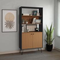 Estante para Livros Alta com Pés de Metal Industrial 2 Portas 183cmx90cm