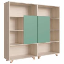 Estante Para Livros Aurora 2 Portas 8 Prateleiras Nature/verde - Bentec