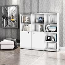 Estante para Livros Escritório Mônaco Branco 09 Prateleiras 12 Nichos Brienza Decor