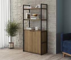 Estante para Livros Estilo Industrial LI041 Kappesberg cor Freijó e Preto Fosco