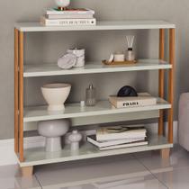 Estante para Livros Industrial 2 Prateleiras 100% Mdf Off White/Freijó F23 - Pradel