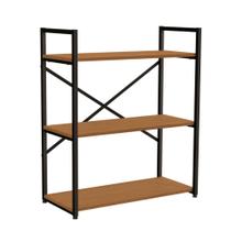 Estante para Livros Livreiro 3 Prateleiras Kappesberg Industrial 87cm Cor Canela/Preto Fosco - LI007