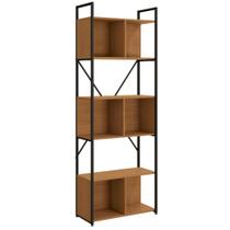 Estante para Livros Livreiro 6 Prateleira 3 Nichos Kappesberg Industrial 200cm Cor Canela/Preto Fosco - LI014 Estante para Livros Livreiro 6 Prateleira 3 Nichos Kappesberg Industrial 200cm Cor Canela/Preto Fosco - LI014