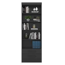 Estante Para Livros Livreiro Duas Gavetas Preto Fosco