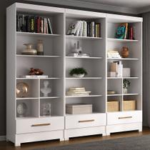 Estante para Livros Modulado Abel 3 Gavetas Branco/Nature - Moville