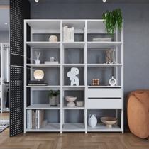 Estante para Livros Modular 3 Peças com 2 Gavetas e 14 Nichos Easy