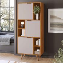 Estante para Livros Office Aliança Candian 3 Portas Cinamomo/Off White - Jcm Móveis