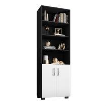 Estante Para Livros Preto Livreiro Com 2 Portas Pequenas