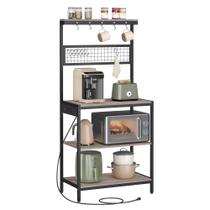 Estante para Pães VASAGLE 80 cm com Estação de Carregamento e 12 Ganchos Estante para Pães VASAGLE 80 cm com Estação de Carregamento e 12 Ganchos