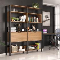 Estante para Sala de Estar - 144,5x183x32cm Marrom/Montana/Preto Estante para Sala de Estar - 144,5x183x32cm Marrom/Montana/Preto