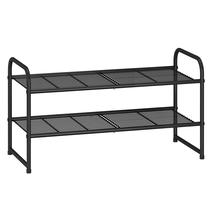 Estante para Sapatos Simples Trending de 2 Níveis em Metal 68x28x37cm Preto