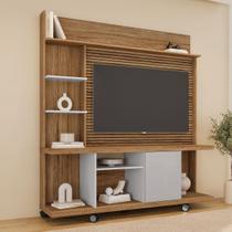 Estante para TV Até 47 Polegadas 1 Porta Taurus Ripado 3d Off White/Cinamomo - Móveis Bechara