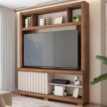 Estante para TV Até 55 Polegadas 1 Porta com Ripado Cinne Nogueira San Remo/Off White - Caemmun