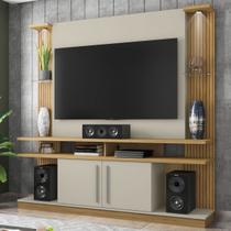 Estante para TV Até 60 Polegadas York com Led Cinamono/Off White - Bechara Móveis Estante para TV Até 60 Polegadas York com Led Cinamono/Off White - Bechara Móveis