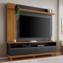 Estante para TV Até 65 Polegadas 2 Portas Ripado Hill Preto Tx/Freijó Trend - Pnr Móveis