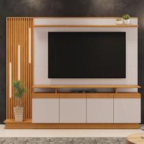 Estante para TV Até 65 Polegadas Candian com Led 4 Portas Cinamomo/Off White - Jcm Móveis Estante para TV Até 65 Polegadas Candian com Led 4 Portas Cinamomo/Off White - Jcm Móveis