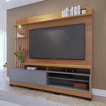 Estante para TV Até 65 Polegadas Maceió 1 Porta com Led Ripado Freijo/Cinza Fosco - Colibri