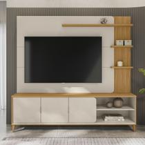 Estante para TV Até 70 Polegadas Lyon 3 Portas Tauari/Off White - Pnr Móveis Estante para TV Até 70 Polegadas Lyon 3 Portas Tauari/Off White - Pnr Móveis