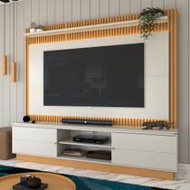 Estante para TV Até 75 Polegadas Cine 2 Portas com Led Nature/Off White - Panorama Móveis