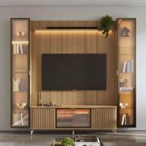 Estante para TV até 75 Polegadas com 2 Cristaleiras Vidro Reflecta 100% MDF com Led Neon Float 254cm Estante para TV até 75 Polegadas com 2 Cristaleiras Vidro Reflecta 100% MDF com Led Neon Float 254cm