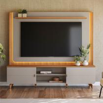 Estante para TV até 75 Polegadas Milano 2 Portas com Led Canela/Gris Fosco - Linea Brasil Estante para TV até 75 Polegadas Milano 2 Portas com Led Canela/Gris Fosco - Linea Brasil