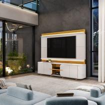 Estante para tv até 75 polegadas Ripado MDF com Led SUPER LUXO Bali Cedro