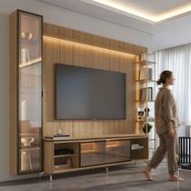 Estante para TV até 85 Polegadas com Prateleiras e Cristaleira Vidro Reflecta 100% MDF com Led Lincoln Float 291cm Estante para TV até 85 Polegadas com Prateleiras e Cristaleira Vidro Reflecta 100% MDF com Led Lincoln Float 291cm