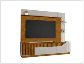 Estante para TV de Até 75” Home Dallas Ripado e 3 Prateleiras Naturalle Off White Bechara