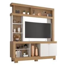 Estante para TV e Home Theater até 50 Polegadas 160cmx188cm 2 Portas 8 Nichos Nature Off White Mali