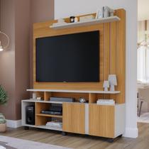 Estante para TV e Home Theater até 55 Polegadas 100% MDF 160cmx182,5cm 2 Portas Valência Dourado Nature/Off White
