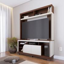 Estante para TV e Home Theater até 65 Polegadas 160cmx190cm 2 Portas Belaya Marrom Nogueira Real/Off White Estante para TV e Home Theater até 65 Polegadas 160cmx190cm 2 Portas Belaya Marrom Nogueira Real/Off White