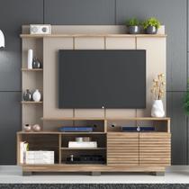 Estante para TV e Home Theater até 65 Polegadas 178,6cmx183cm 2 Portas Ripadas Bege Carvalho Oak/Cristalo Estante para TV e Home Theater até 65 Polegadas 178,6cmx183cm 2 Portas Ripadas Bege Carvalho Oak/Cristalo
